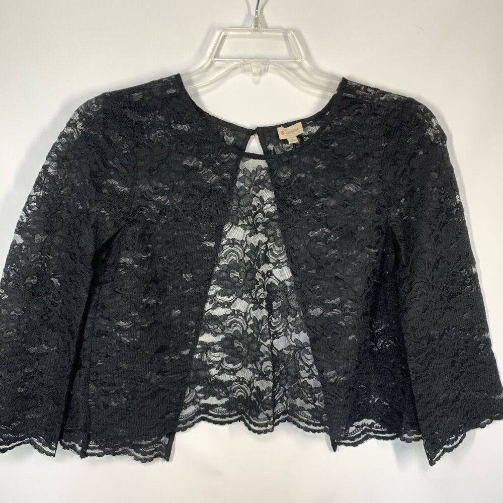 Cremieux Women's Black Floral Crochet Lace Cardigan Sweater Size 8 NWOT